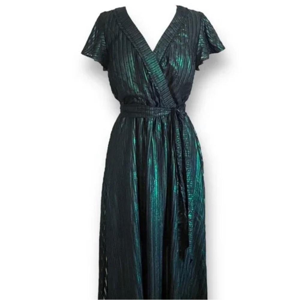 Shimmering Dark Green ModCloth Maxi Wrap Dress